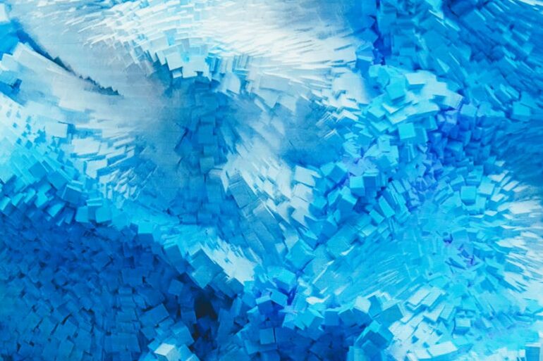 blue and white abstract painting